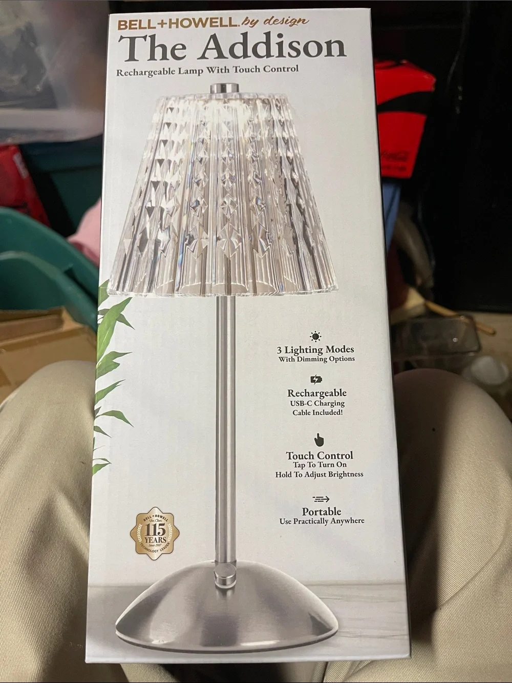 NIB The Addison Rechargeable Silver Table Lamp